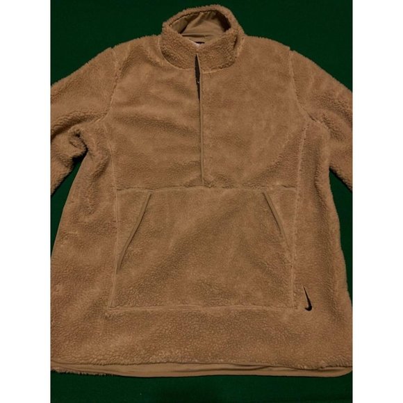 Nike Yoga Therma-Fit Sherpa Fleece Pullover Training Sweatshirt DD2182-247 Khaki - Picture 6 of 11
